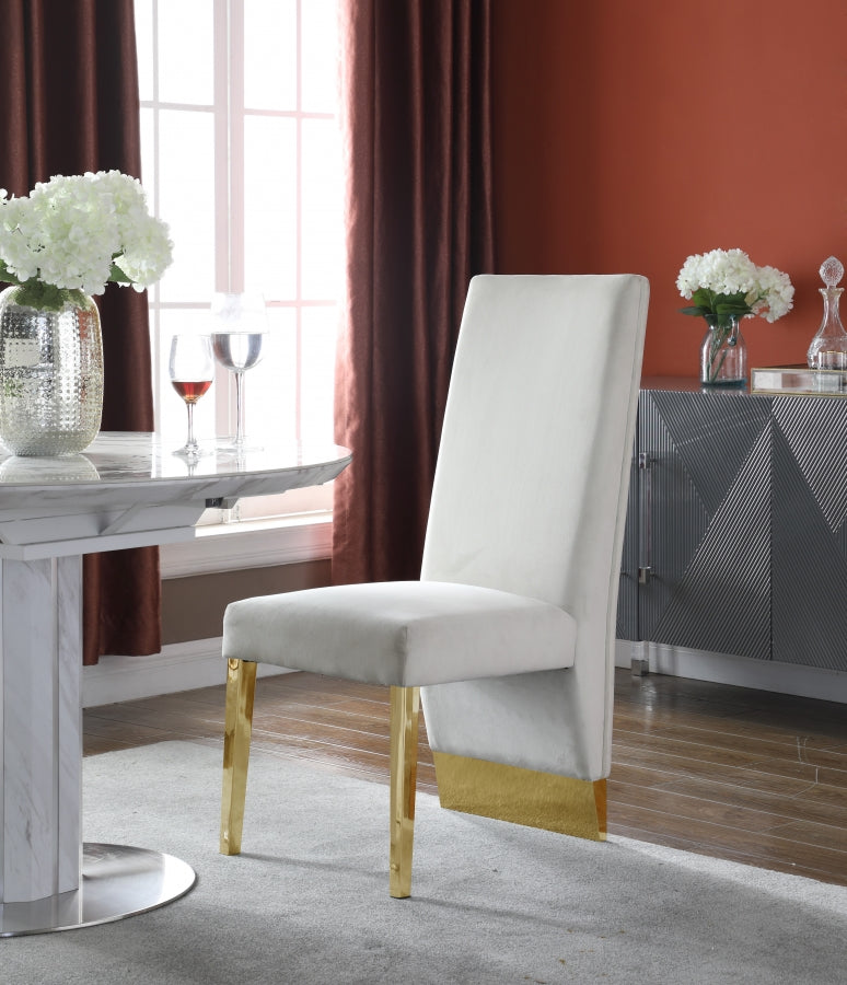 Porsha Velvet Upholstered Dining Chair in Cream, Set of 2 - 755Cream-C