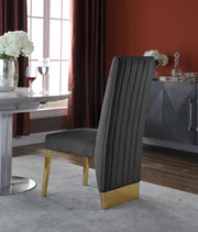 Porsha Velvet Upholstered Dining Chair in Grey, Set of 2 - 755Grey-C