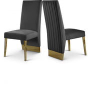 Porsha Velvet Upholstered Dining Chair in Grey, Set of 2 - 755Grey-C