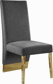 Porsha Velvet Upholstered Dining Chair in Grey, Set of 2 - 755Grey-C