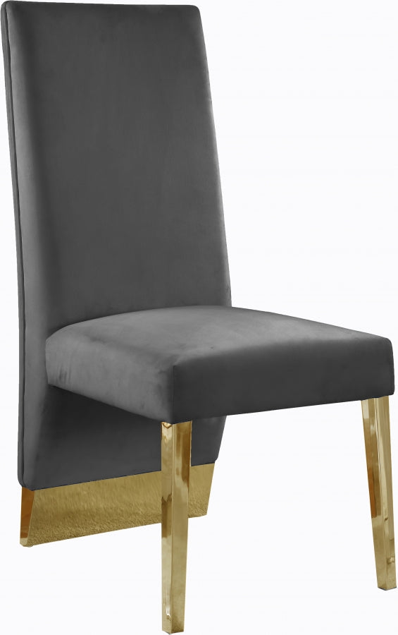 Porsha Velvet Upholstered Dining Chair in Grey, Set of 2 - 755Grey-C