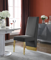 Porsha Velvet Upholstered Dining Chair in Grey, Set of 2 - 755Grey-C
