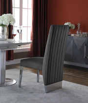 Porsha Velvet Upholstered Dining Chair in Grey, Set of 2 - 756Grey-C
