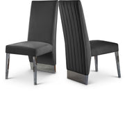 Porsha Velvet Upholstered Dining Chair in Grey, Set of 2 - 756Grey-C