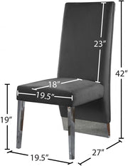 Porsha Velvet Upholstered Dining Chair in Grey, Set of 2 - 756Grey-C