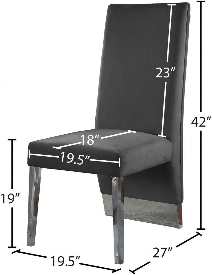 Porsha Velvet Upholstered Dining Chair in Grey, Set of 2 - 756Grey-C