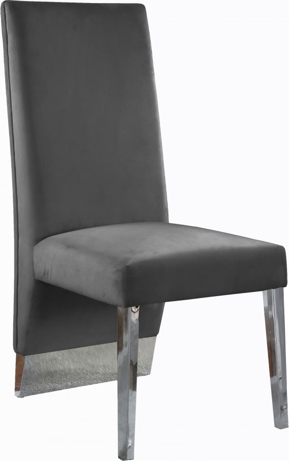 Porsha Velvet Upholstered Dining Chair in Grey, Set of 2 - 756Grey-C
