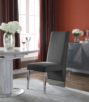 Porsha Velvet Upholstered Dining Chair in Grey, Set of 2 - 756Grey-C