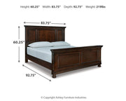 Porter California King Panel Bed with Mirrored Dresser and 2 Nightstands in Rustic Brown - PKG006270