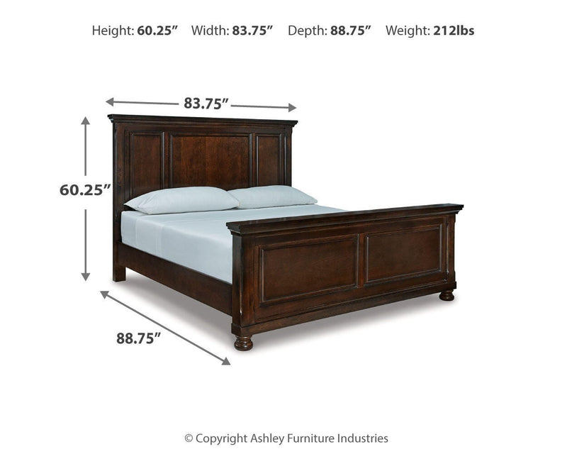 Porter King Panel Bed with Mirrored Dresser and 2 Nightstands in Rustic Brown - PKG006223