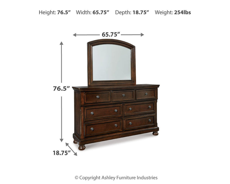 Porter Queen Panel Bed, Dresser, Mirror and 2 Nightstands - B697B52
