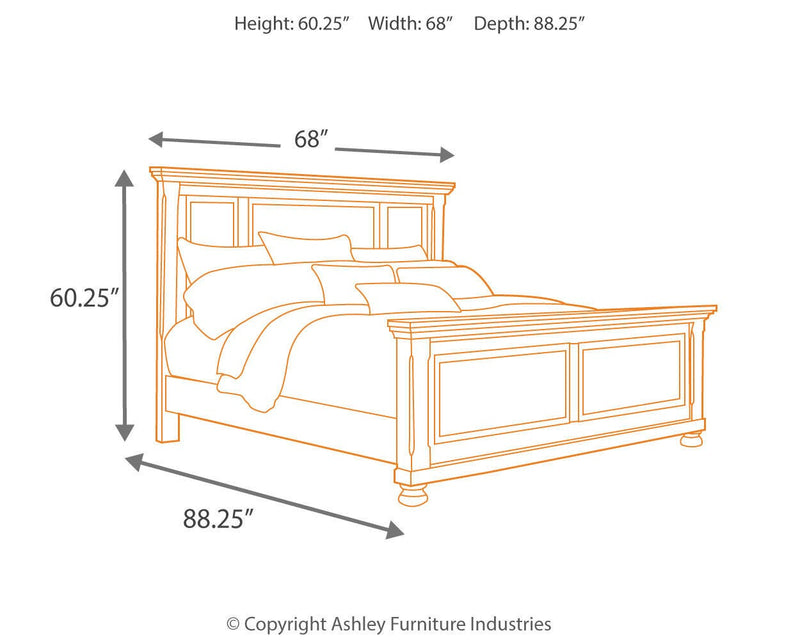 Porter Queen Panel Bed with Mirrored Dresser and 2 Nightstands in Rustic Brown - PKG006287