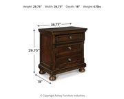 Porter Queen Panel Bed with Mirrored Dresser and 2 Nightstands in Rustic Brown - PKG006287
