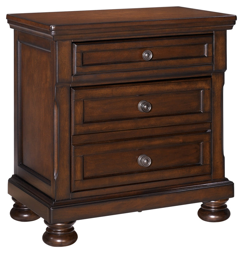 Porter Queen Panel Bed with Mirrored Dresser, Chest and Nightstand in Rustic Brown from Ashley - Luna Furniture