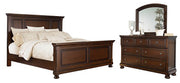 Porter Queen Panel Bed with Mirrored Dresser in Rustic Brown - PKG000520