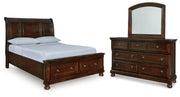 Porter Queen Sleigh Storage Bed, Dresser and Mirror - B697B53