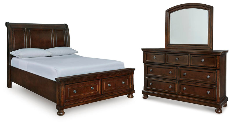 Porter Queen Sleigh Storage Bed, Dresser and Mirror - B697B53