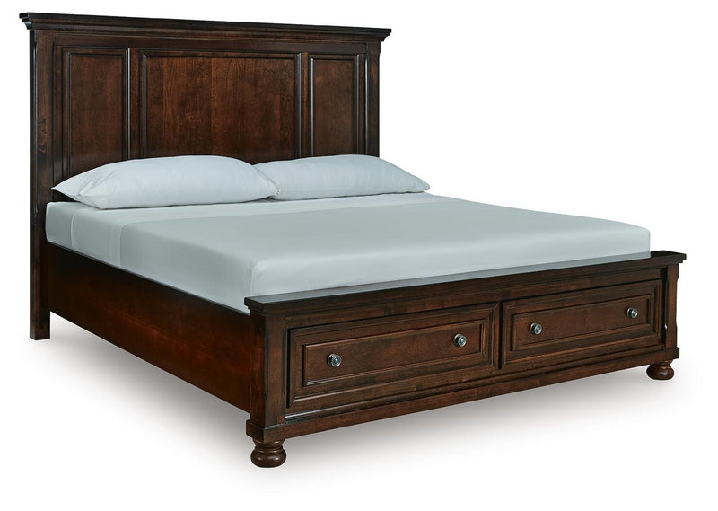 Porter Rustic Brown California King Panel Storage Bed - B697B46