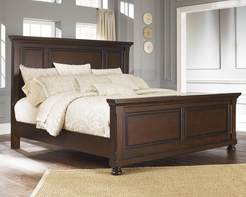 Porter Rustic Brown King Panel Bed, Chest and 2 Nightstands - B697B31