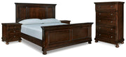 Porter Rustic Brown King Panel Bed, Chest and 2 Nightstands - B697B31