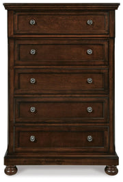 Porter Rustic Brown King Panel Bed, Chest and 2 Nightstands - B697B31