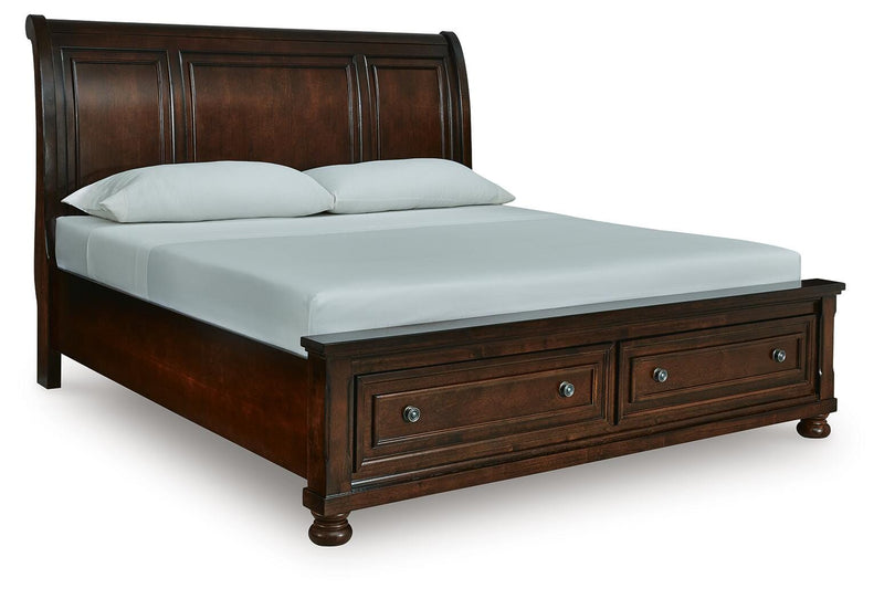 Porter Rustic Brown King Sleigh Storage Bed - B697B45