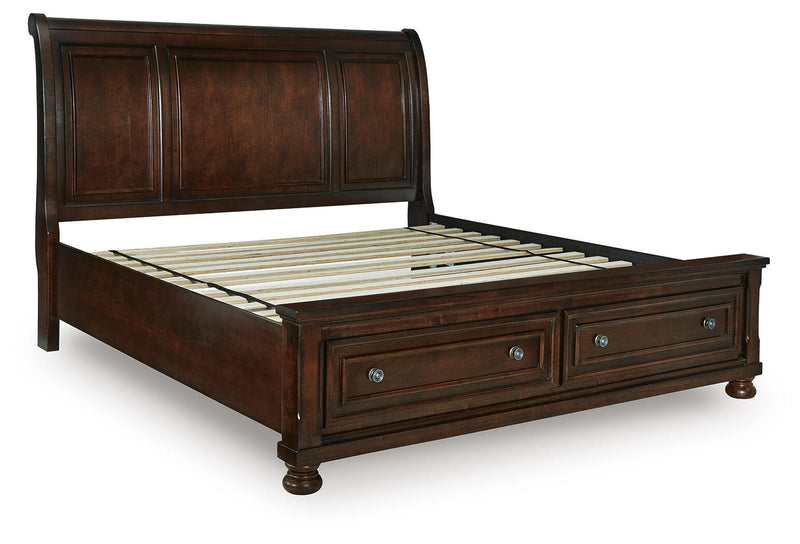 Porter Rustic Brown King Sleigh Storage Bed - B697B45