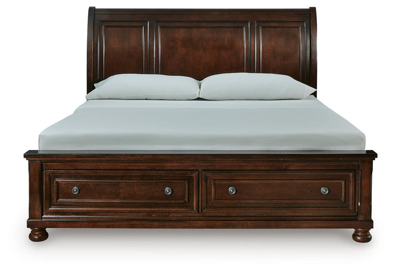 Porter Rustic Brown King Sleigh Storage Bed - B697B45