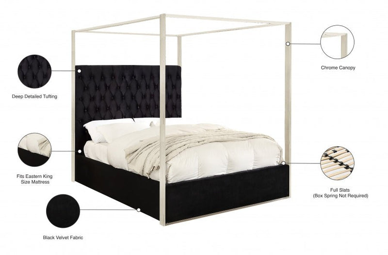 Porter Velvet King Bed Black - Gate FurnitureKing Bed