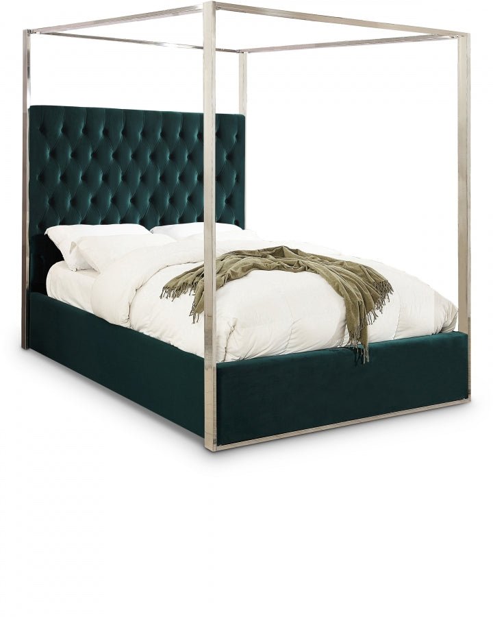Porter Velvet King Bed Green - Gate FurnitureKing Bed