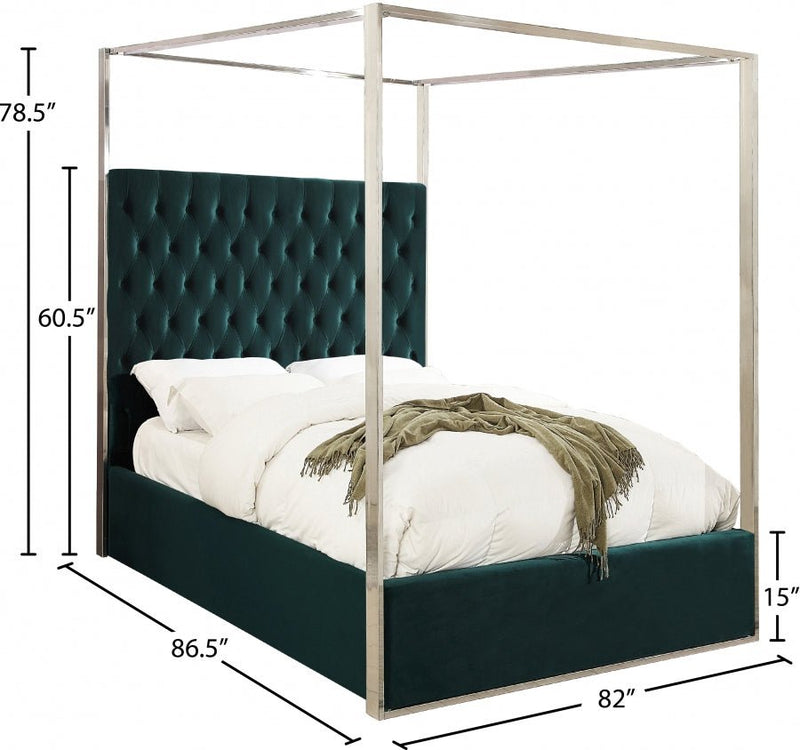 Porter Velvet King Bed Green - Gate FurnitureKing Bed