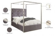 Porter Velvet King Bed Grey - Gate FurnitureKing Bed