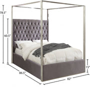 Porter Velvet King Bed Grey - Gate FurnitureKing Bed