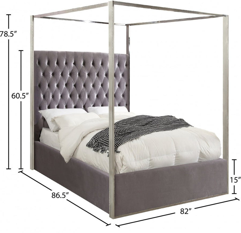 Porter Velvet King Bed Grey - Gate FurnitureKing Bed