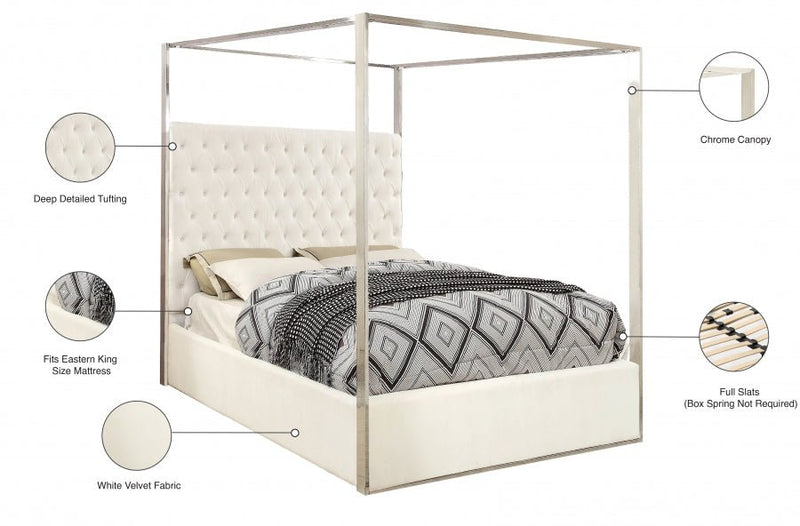 Porter Velvet King Bed White - Gate FurnitureKing Bed