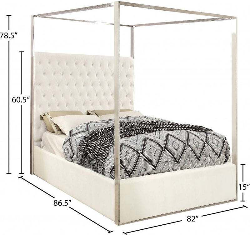 Porter Velvet King Bed White - Gate FurnitureKing Bed