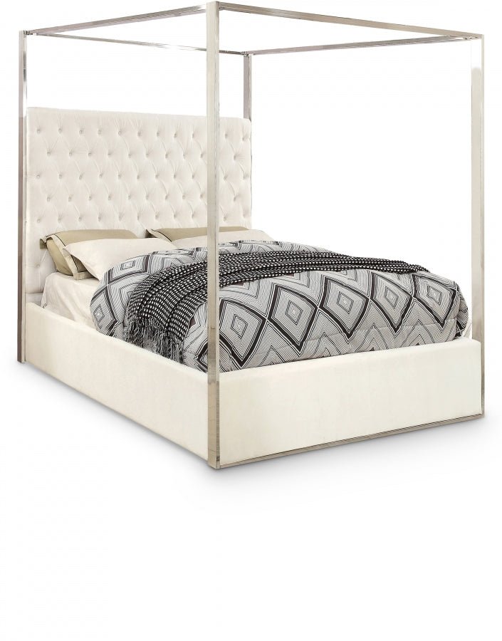 Porter Velvet King Bed White - Gate FurnitureKing Bed