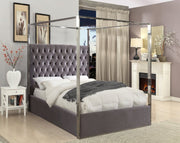 Porter Velvet Queen Bed Grey - Gate FurnitureQueen Bed