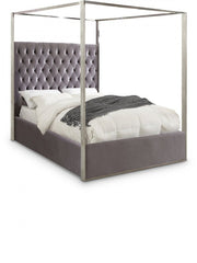 Porter Velvet Queen Bed Grey - Gate FurnitureQueen Bed