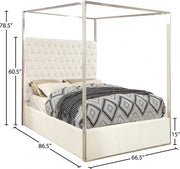 Porter Velvet Queen Bed White - Gate FurnitureQueen Bed