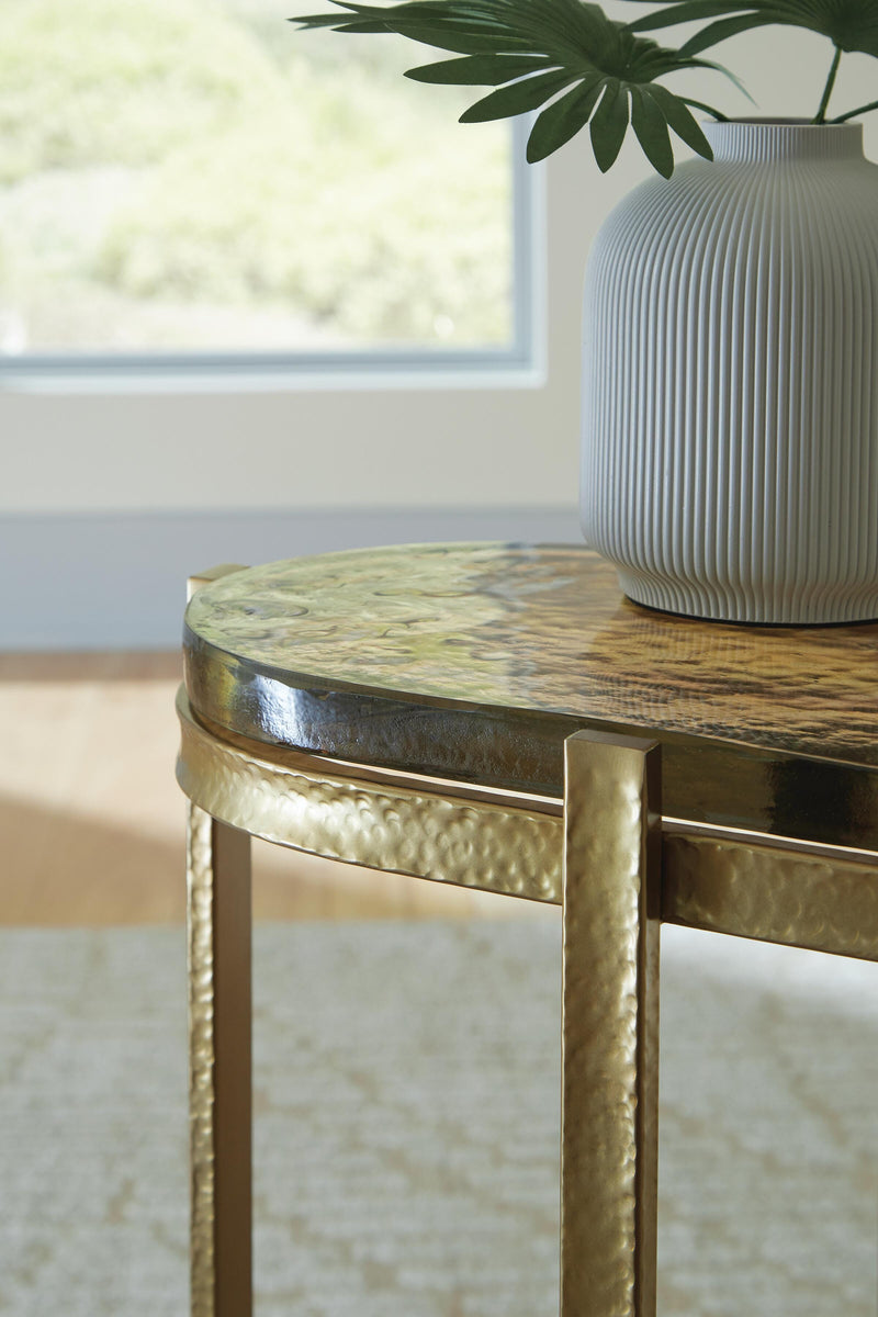 Porterville Gold Finish Accent Table - A4000716