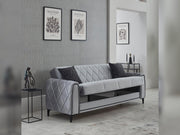 Porto 3-pieces (Sofa & Loveseat & Chair) Livingroom in Light Grey - Black - 200-SIM-POR-VELVET405-VELVET412-321