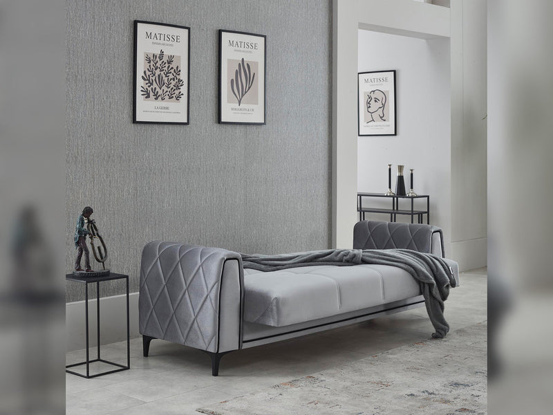 Porto Convertible Loveseat in Light Grey - 200-SIM-POR-VELVET405-2