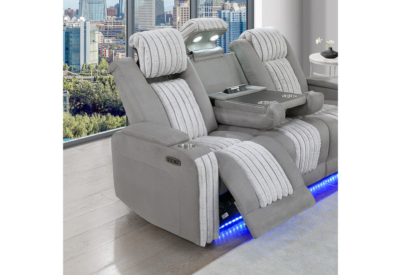 U8000 Grey Pwr Rec Sofa/Pwr Con Rec Loveseat/Pwr Recliner W/Phr - U8000-GREY P2-PRS/PCRLS/PR