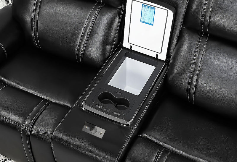 U8880 Black Leather Pwr Rec Sofa/Pwr Console Rec Loveseat/Pwr Recliner - U8880-BLK LEATHER-PRS/PCRLS/PR