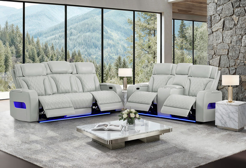 U8611 Blanche Silver P2 Pwr Rec Sofa/Pwr Con Rec Loveseat/Pwr Rec - U8611-BLANCHE SIL-P2 PRS/PCRLS/PR
