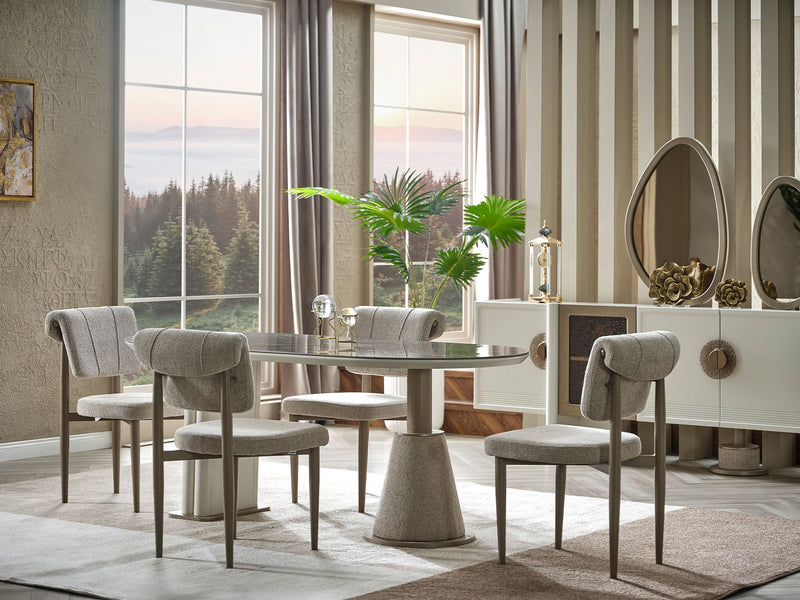 Prag Max Diningroom (Consol With Mirror & Dining Table & 6 Dining Chair) - 200-MAX-PRA-DT-6-SET