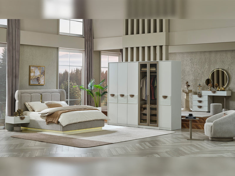 Prag Max Dresser With Mirror & Ottoman - 200-MAX-PRA-DR-M