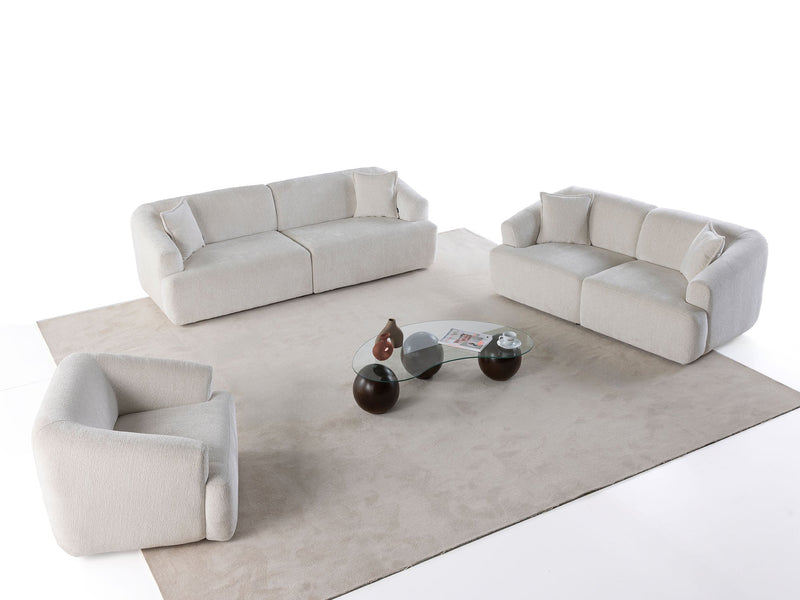 Pralin 4-pieces (2 Sofa & 2 Chair) Livingroom in Cream - 200-ZEN-PRA-CRE-3311