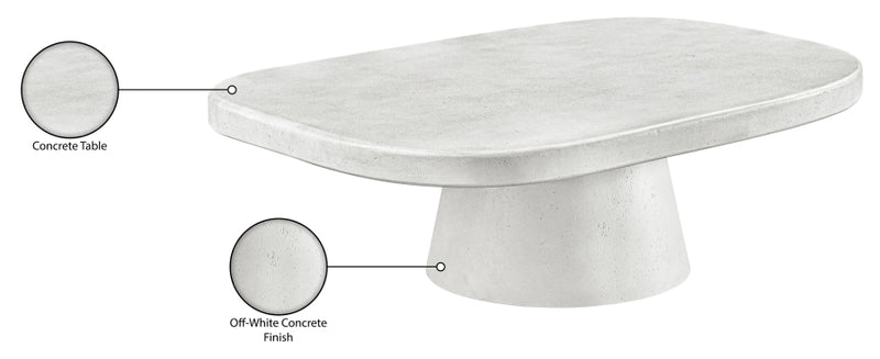Prato Concrete Indoor/Outdoor Coffee Table in White - 99070White-CT